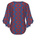 thumbnail image 6 of Phish Donut Women's V-Neck Blouse With 3/4 Ruffled Bell Sleeves Casual Top Ladies Blouses, 6 of 7