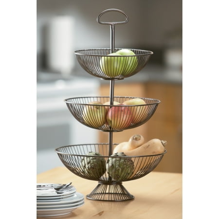 UPC 692789100318 product image for KINDWER 24-Inch Three-Tier Decorative Wire Basket Stand | upcitemdb.com