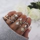 thumbnail image 2 of 6-16 anillos apilables para nudillos para mujeres, adolescentes y niñas, anillos de dedo vintage bohemios, apilables, anillos midi dorados y plateados, juego de anillos múltiples, tamaño 5-10, 2 of 5