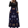 thumbnail image 1 of Robes pour Femmes 2022 Noël Col Rond Manches Longues Patchwork Imprimé Robe Longue Ligne A Robe d'Automne pour Dames, 1 of 6