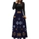 thumbnail image 1 of Vestidos Para Mujer Otoño Estampado Navideño Manga Larga Cuello Redondo Vestido Largo Playa Casual Maxi Sundress Odeerbi ODB145675, 1 of 6