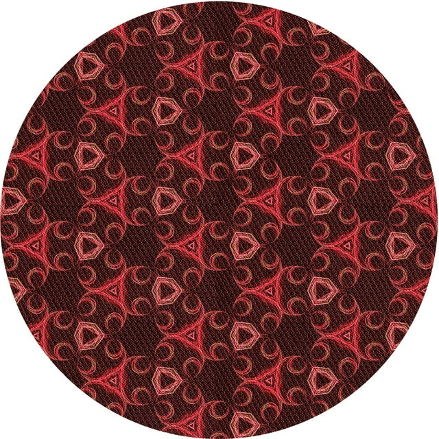 Ahgly Company Tapis Rond Lavable en Machine Intérieur Transitionnel Rouge Bordeaux, 6 Pieds Rond