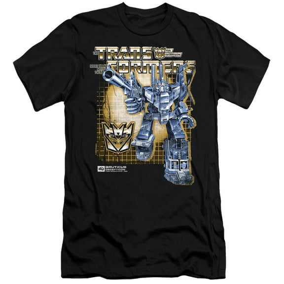 Transformers 40th Anniversary Bruticus Box Unisex Adult Canvas Brand T Shirt, Black, 2X-Large