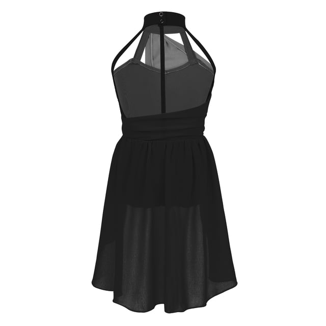 Aislor Robe Sans Manches pour Filles Danse Lyrique Moderne Justaucorps en Tulle Ballet Jazz Patinage sur Glace Noir 14