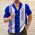 thumbnail image 2 of Men's Casual Shirts Shirt Bowling Striped Graphic Prints Geometry Cuban Collar Black Light Green Wine Blue Outdoor Short Sl, 2 of 5