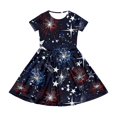 thumbnail image 6 of Grblisyd 4th of July Dresses for Girls USA Patriotic Short Sleeve Dress Star Striped Crew Neck A Line Dress Independence Day Outfit with Pockets 10-12y, 6 of 6