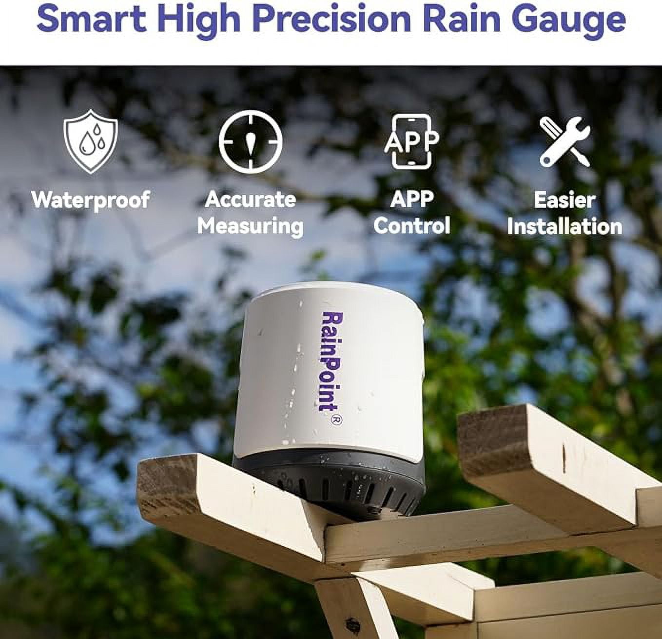 BALDR Wireless Wi-Fi Rain Gauge with Rainfall, Accurate Rainfall Record (Sub-Device, Need to Pair with Hub)