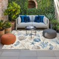 thumbnail image 2 of Coastal Nautical Outdoor Rug for Patio/Deck/Porch, Non-Slip Large Area Rug 3 x 5 Ft, Beach Ocean Starfish Seashells Coral Indoor Outdoor Rugs Washable Area Rugs, Reversible Camping Rug Carpet Runner, 2 of 8