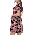 thumbnail image 2 of Picia Lilies Flowers Pattern Women's Short Sleeve Summer Dress Pleated Loose Swing Knee Length Short Sleeve Swing Dresses, 2 of 6