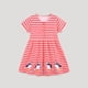 thumbnail image 2 of Odeerbi Vestido de Algodón Con Bordado de Dibujos Animados Para Niñas Vestido de Verano En Línea A Vestido de Manga Corta de Punto A Rayas Para Niños, 2 of 6