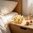 thumbnail image 4 of Crystal Lotus Tealight Candle Holder - Glass Tea Light Candlestick, Clear Crystal Figurine Ornament for Home, Office, Christmas, Halloween Decoration, 4 of 6