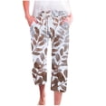 thumbnail image 1 of Pantalones Casuales de Mujer de Impresión Floral Cintura Elástica Suelta, Pantalones de Pierna Ancha Recta con Bolsillos, 1 of 6