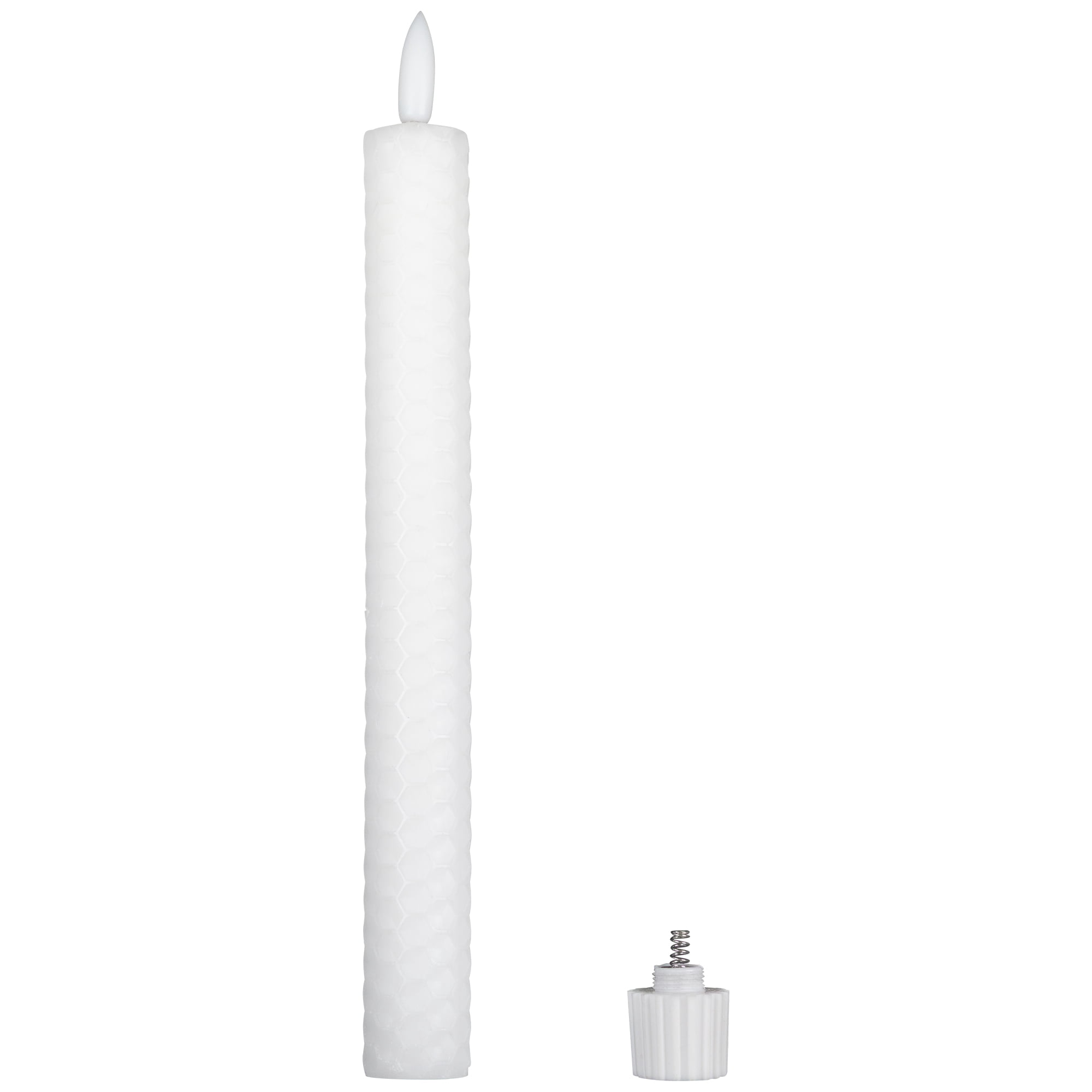 Northlight LED Flickering Flameless Taper Honeycomb Christmas Candles - 9.5" - White - Set of 2