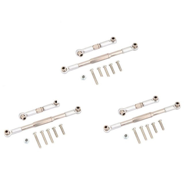 3X Varilla de Dirección RC Mecanizado CNC Juego de Varillas de Conexión de Aleación de Aluminio para 1608T , Gris