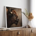 thumbnail image 2 of Framed Canvas Print Buffalo Wall Art Vintage Animal Decorative for Living Room Bedroom - 16"x16" WHITE, 2 of 8