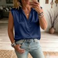 thumbnail image 2 of DagobertNiko Women Plus Size Short Sleeve Tops Silk Satin Lapel Elegant Blouses Casual Tee for Summer Daily Wear and Style, 2 of 6