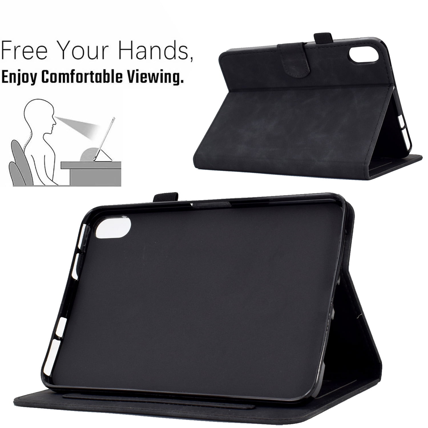 Dteck for iPad 10th Generation Case 2022, iPad 10 th Gen 10.9 inch Protective Cover with Pencil Holder, Multi-Angle Viewing Stand, Card Slots, Folio Leather Cases with Embossed Butterfly,Black