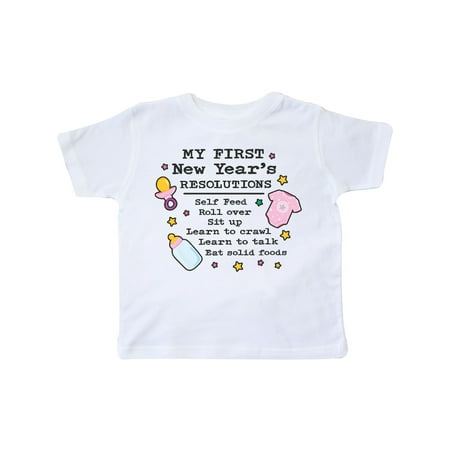 

Inktastic My First New Years Resolutions with Baby Clip Art and Stars Gift Toddler Toddler Girl T-Shirt