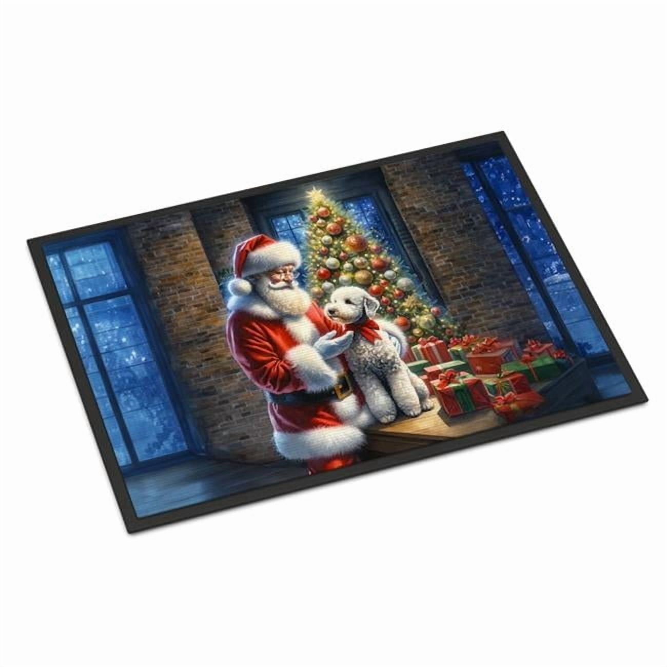 Caroline's Treasures DAC4075MAT Bluetick Hound and Santa Claus Doormat Front Door Mat Indoor Outdoor Rugs for Entryway, Non Slip Washable Low Pile, 18H X 27W