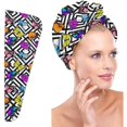 thumbnail image 1 of wonima11 Super Absorbent Quick Dry Microfiber Hair Towel with Button Hands Free, 10 x 26 Inches Ultra-Soft Anti Frizz Dry Hair Turban Butterfly Square 1PCS, 1 of 1