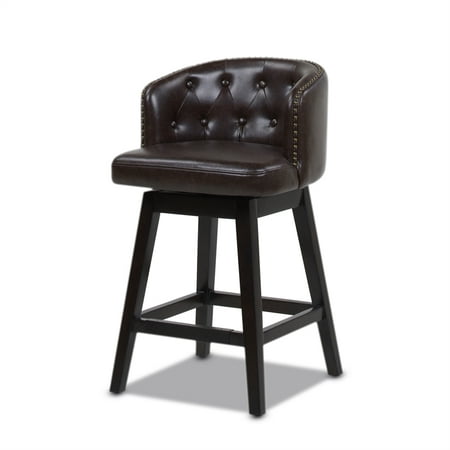 Faux Leather Swivel Counter Height, Brown Faux Leather Swivel Bar Stools