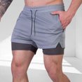 thumbnail image 2 of DDAPJ pyju Mens 2 in 1 Workout Shorts Quick Dry Gym Shorts Bodybuilding Short Shorts Compression Shorts with Zipper Pockets Gray M, 2 of 9