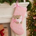 thumbnail image 4 of Pink Knitted Christmas Stocking with Teddy Bear Design and Hanging Loop, Single Pack, for 's First Christmas, Decoration, 4 of 4