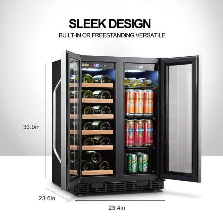 Lanbo LB36BD Dual Zone Built In or Freestanding Compressor Wine Cooler 18 Bottle 55 Can Capacity