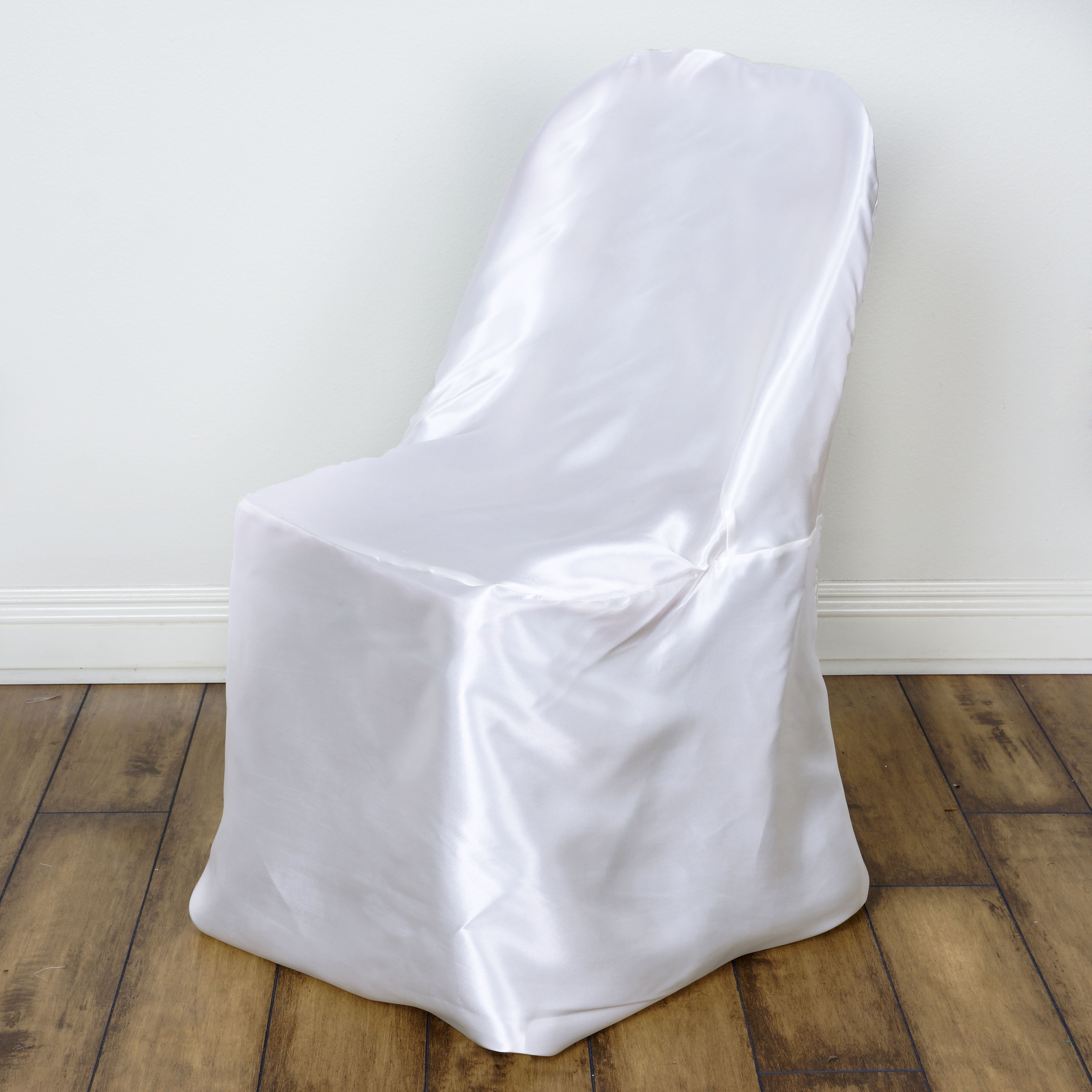 BalsaCircle Satin Folding Chair Cover Wedding Catering Party - White
