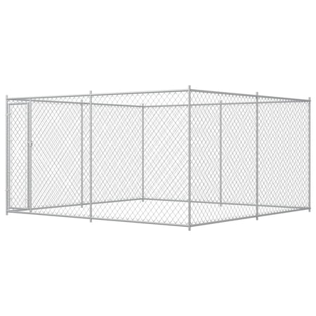 Dcenta Outdoor Dog Kennel Galvanized Steel Chain-Link Mesh Sidewalls Fence Pet Playpen with Lockable Gate Fence Pet Exercise Fence 13.1' x 13.1' x 6.6' (L x W x H)