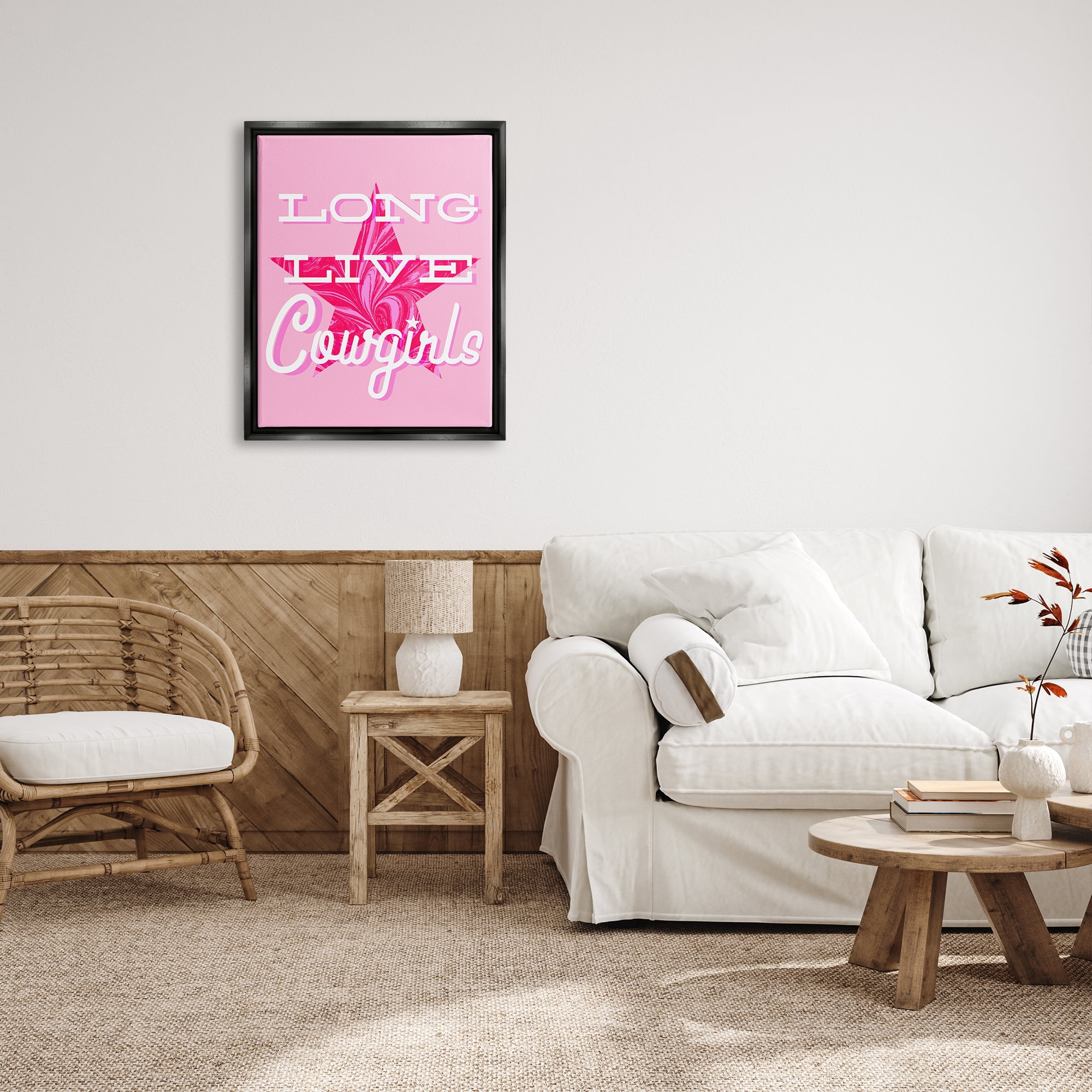 Stupell Industries Long Live Cowgirls Phrase Abstract Painting Black Floater Framed Art Print Wall Art, 25 x 31