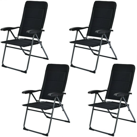 Gymax 4PCS Patio Folding Chairs Back Adjustable Reclining Padded Garden Furniture