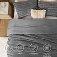 thumbnail image 4 of SoComfy by Bedelite Queen Faux Fur Comforter Set, Fluffy Fleece, Soft Warm Plush, 3-Piece, Dark Grey, 4 of 6