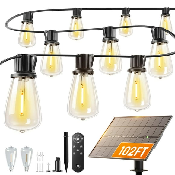 Cadena de luces solares Addlon, 31 m, impermeable, 32 LED, mando a distancia
