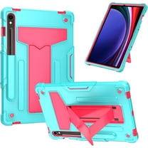 elitegadget Case for Samsung Galaxy Tab S10 FE 10.9" / Galaxy Tab S9 FE 10.9" - Dual Layer Protective Hybrid Cover Case with Kickstand (Teal/Pink)