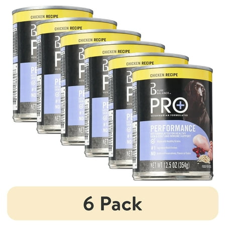 (6 pack) Pure Balance Pro+ Chicken Recipe Wet Dog Food for Performance, 12.5 oz Can