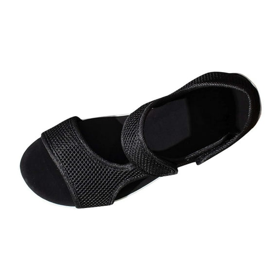 RUIYANQI Women's Breathable Mesh Platform Sandals,Adjustable Hook - Loop Strap Open - Toe Shoes,Comfortable Casual Summer Footwear in Multiple Colors Black Women Sandal