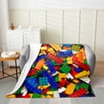 thumbnail image 4 of Erosebridal Building Blocks Sherpa Blanket 50x60,Construction Game Fuzzy Blanket Throw,Colorful Brick Throw Blanket for Couch,Super Cozy Toy Room Decoration, 4 of 7