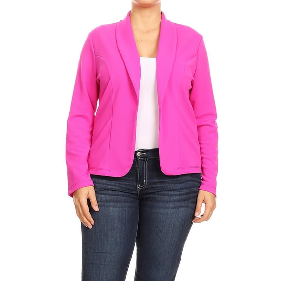 Women's Plus Size Long Sleeve Open Front Blazer for Office and Casual Wear