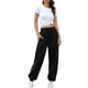 thumbnail image 1 of Pantalones largos para mujer, cintura elástica, Color puro, diseño con bandas en el tobillo, pelusa Extra, pantalones femeninos de moda, negro S, 1 of 7