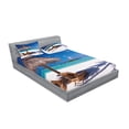 thumbnail image 2 of Ambesonne Ocean Fitted Sheet & Pillow Sham Set, Island Caribbean Sealife, Queen, Pale Brown Turquoise, 2 of 2
