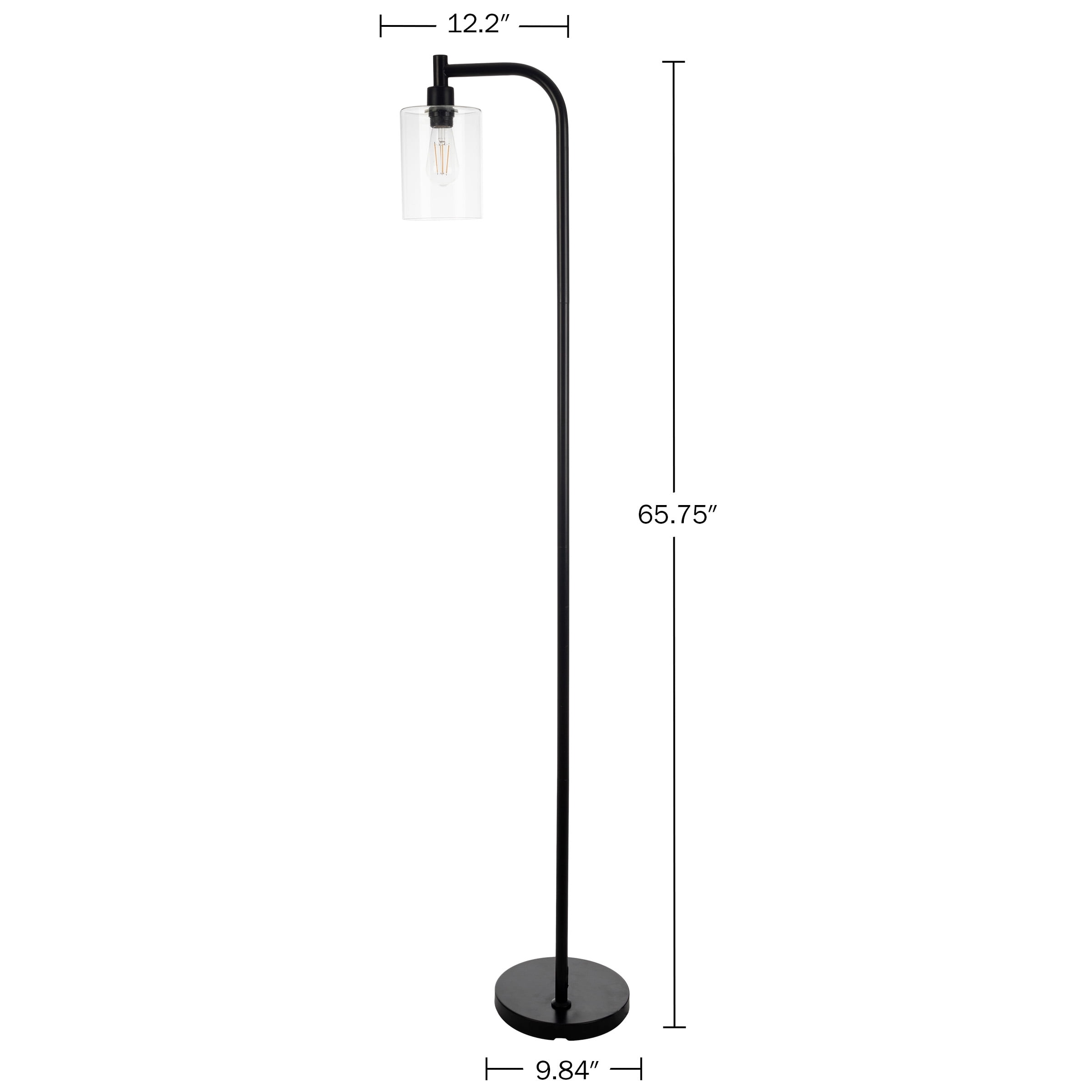 Lavish Home 65-inch Modern Floor Lamp with Glass Shade and LED Edison Bulb (Black)