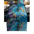 thumbnail image 2 of Coastal Blue Turtle Cotton Linen Table Runner 13 x 90 inch Tropical Ocean Animal Coral Fish Non-slip Rectangular Dining Table Decor for Wedding Party Holiday Dinner, 2 of 8