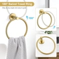 thumbnail image 5 of 8-Pieces Bathroom Hardware Set Brushed Gold SUS304 Stainless Steel Bath Towel Bar Set 23.6 Inch Round Bathroom Accessories Kit Wall Mounted, 5 of 8
