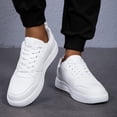 thumbnail image 6 of Men's Lightweight Lace-Up Casual Sneakers - Fashionable Solid White Low-Top Skate Shoes with Anti-Slip Durable EVA Soles, Solid-Color Microfiber Upper and Fabric Lining, Round-Toe Casual Running, 6 of 6