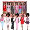 thumbnail image 1 of Juego de 6 muñecas de juguete negras afroamericanas – Muñecas de juego de rol de diversidad de estilo de moda premium de 11.5 pulgadas, paquete variado para niños, regalos de fiesta para niñas, 1 of 5