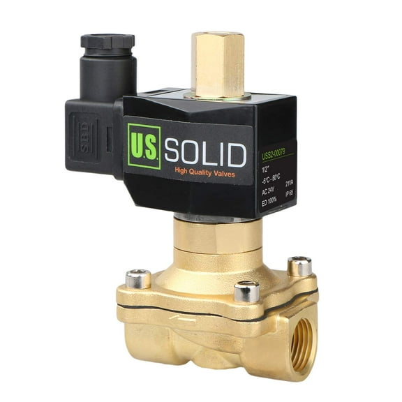 U.S. Solid Electric Solenoid Valve Semi-direct Lift NBR Seal Normally Open AC 24V Brass 1/2 inch