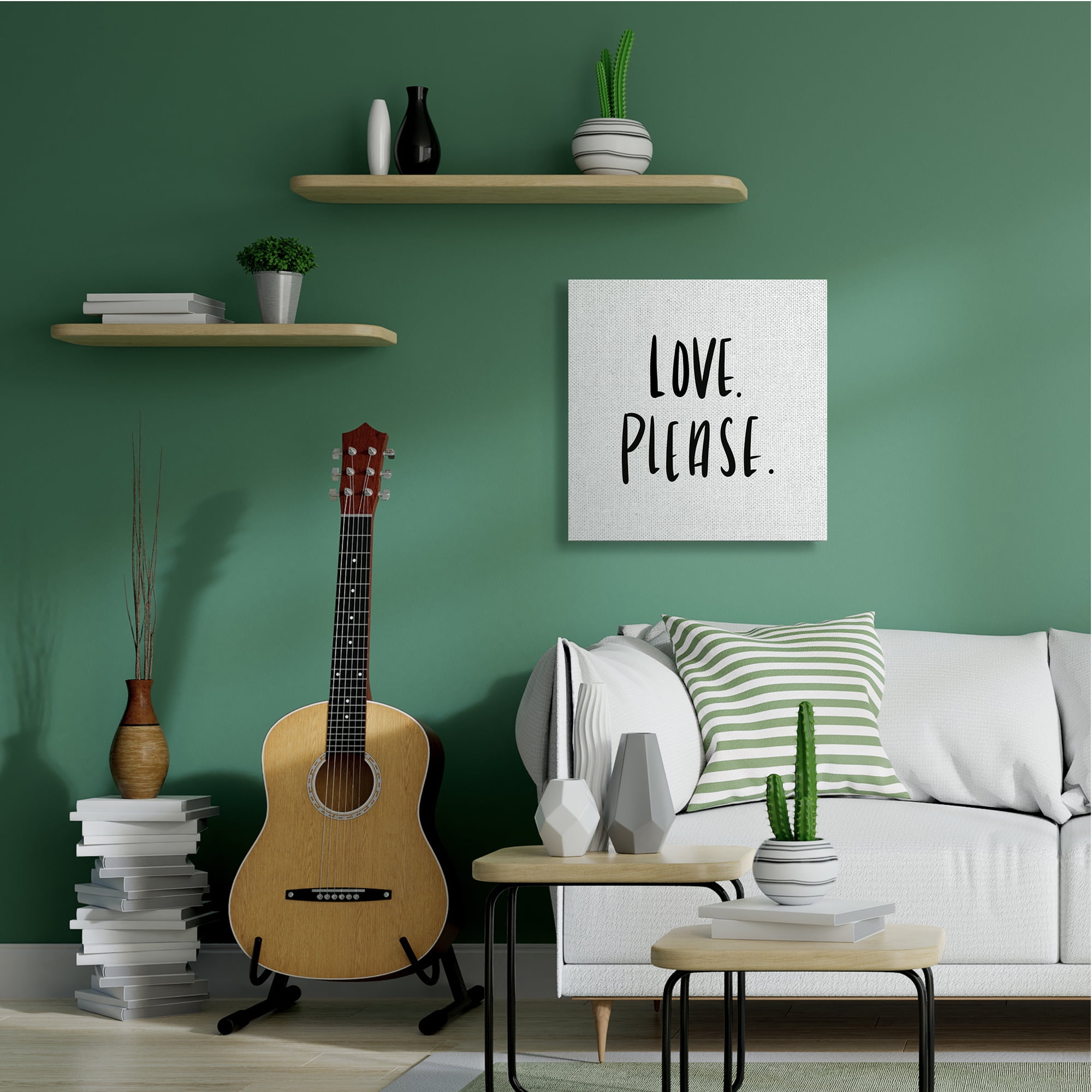 Stupell Industries Love Please Sentiments Minimal Black White Typography Inspirational Painting Gallery Wrapped Canvas Art Print Wall Art, 36 x 36