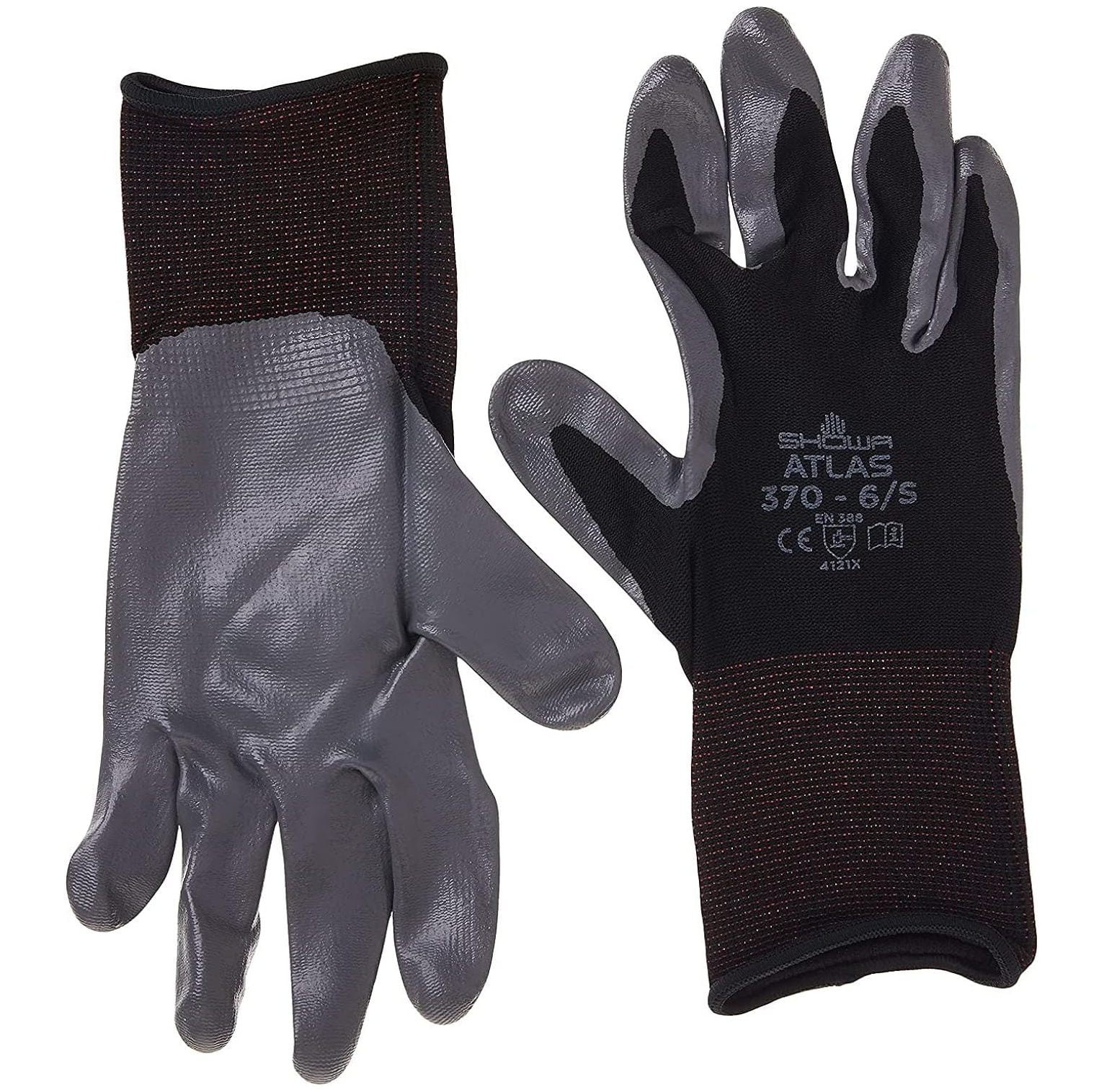 NeosKon Fit 370 Showa Black Small Nitrile Gardening Thin Work Gloves, 12-Pairs