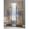 thumbnail image 3 of Summer Blue Ocean Seahorse Sheer Curtains 96 Inch Long 2 Panels, Nautical Vintage Sea Wave Compass Sailboat Light Filtering Rod Pocket Curtains, Sheer Voile Drapes for Living Room Bedroom, 52"x96", 3 of 8